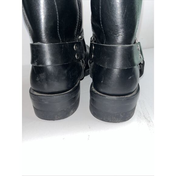 Harley Davidson Black Leather Boots Harness Embroider Eagle Logo SQ Toe- Men’s 9 - Picture 6 of 12